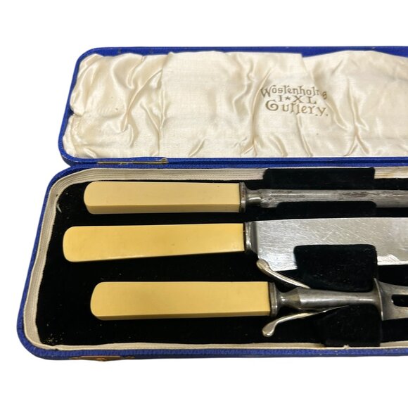 Vintage Wostenholm I*XL Cutlery Carving Set Bakelite Handles - Picture 12 of 14